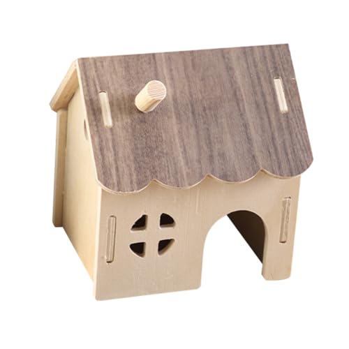 ifundom Holz Hamster Versteck Haus mit Abnehmbarem Design Sicheres Nagerhaus für Hamster Meerschweinchen Igel Mäuse Spielerisches Versteck mit Rückzugsort und Leichter Reinigung von ifundom