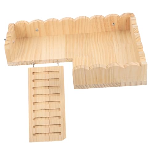 ifundom Holz Hamsterplattform mit Leiter Kleintier Kletterspielzeug Natürliche Holzleiter für Meerschweinchen Zwerghamster und Kleine Nagetiere Einfach zu Montieren und Sicher von ifundom