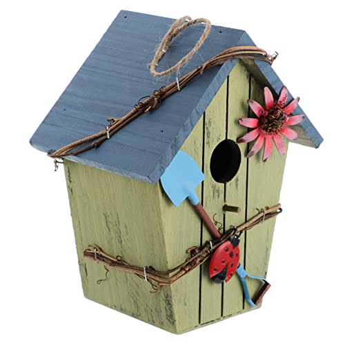ifundom Vogelhaus aus Holz für Kleine Vögel Kreatives Vogelnest mit Blauem Dach Rustikales und Langlebiges Vogelhäuschen für Garten Balkon oder Vogelschutz von ifundom