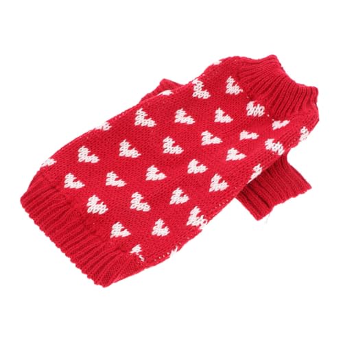 ifundom Hundepullover Herzmuster für Hunde Strickpullover für Winter Geeignet für Mittelgroße und Kleine Hunde aus Weichen Acrylfasern XL Rot von ifundom