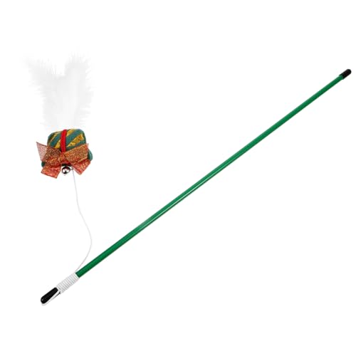 ifundom Interaktiver Katzenspielzeug Teaser mit Weihnachtsdekor Kätzchen Teasing Stick aus Strapazierfähigem Material für Katzen und Interaktion von ifundom
