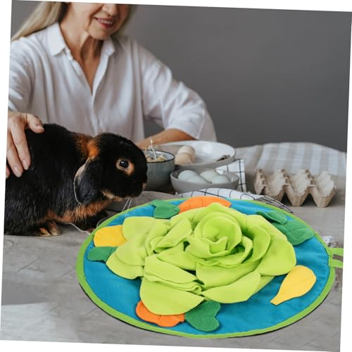 ifundom Kaninchen Schnüffelmatte für Kleintiere Langlebige Futter Beschäftigungsmatte Fördert Suchverhalten und Bewegung Geeignet für Hamster und Kleine Haustiere Grün Gemustert von ifundom