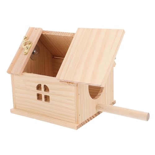 ifundom Kasten Holz vogelhaus Papageien Brutbox Nistbox für Papageien Brutnest für Papageien Vogel Brutnest Vogelbetten Nymphensittichnest Vogelnest für Käfig Kleiner Vogelkäfig hölzern von ifundom