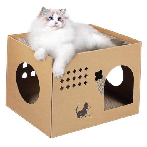 ifundom Katzenhaus Aus Wellpappe Für Innen Und Außenbereich Stylisches Katzenzelt Mit Gemütlicher Rückzugsort Für Katzen Und Kätzchen ifundom Katzenhaus Aus Wellpappe Für Innen Und Außenbereich Stylisches Katzenzelt Mit Gemütlicher Rückzugsort Für Katzen Und Kätzchen von ifundom