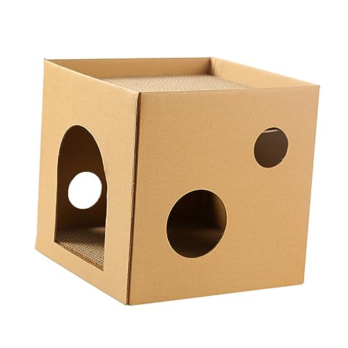 ifundom Katzenkratzbrett mit Katzenhaus Halbgeschlossene Kratzbox für Kätzchen aus Strapazierfähigem Wellpapier für Innenbereich Schützt Möbel und Sorgt für Stundenlangen Spielspaß ifundom Katzenkratzbrett mit Katzenhaus Halbgeschlossene Kratzbox für Kätzchen aus Strapazierfähigem Wellpapier für Innenbereich Schützt Möbel und Sorgt für Stundenlangen Spielspaß von ifundom
