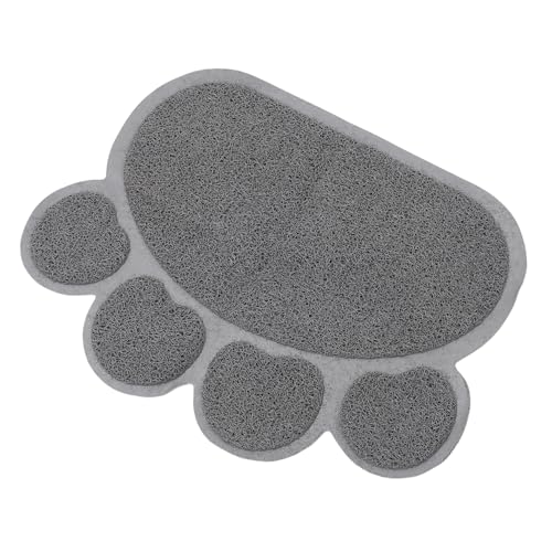 ifundom Katzenstreu Matte Pfote Boden Katzenstreu Pad Wurf Matten Fütterungsmatte süße Müllmatte Abfallfänger Katze Wasser Matte Katzenklo-Matte katzenstreumatte streufangmatte PVC Grau von ifundom