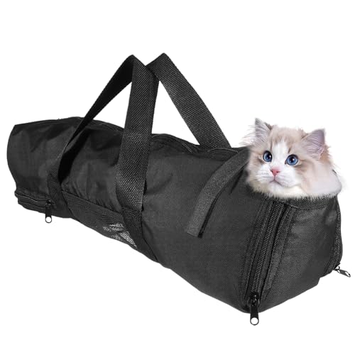 ifundom Cat Bathing Bag Für Katzenpflege Atmungsaktive Transporttasche Mit Reißverschluss Robuste Wasch Pflegehilfe Für Krallenpflege Für Tierarztbesuche Fellpflege von ifundom