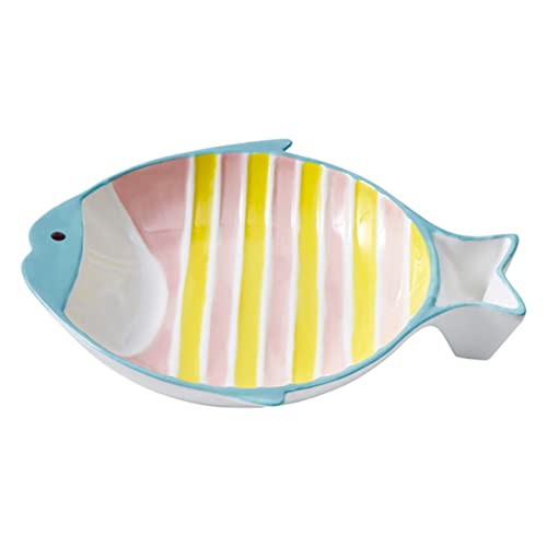 ifundom Keramik Katzen und Hundenapf Fischform Multifunktionale Wasserschale für Haustiere Rutschfestes Design für Katzen und Kleine Sanften von ifundom