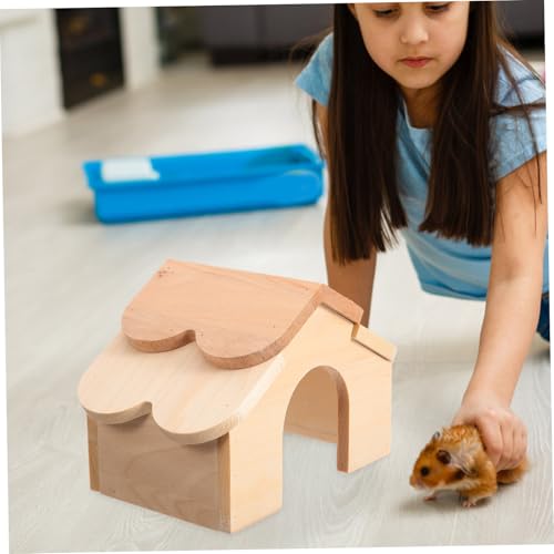 ifundom Kleintier Holzversteck Haus für Hamster Meerschweinchen Chinchilla mit Kauholz Schutz Rückzugsort für Kleine Nager und Kaninchen Ganzjährig Nutzbar von ifundom