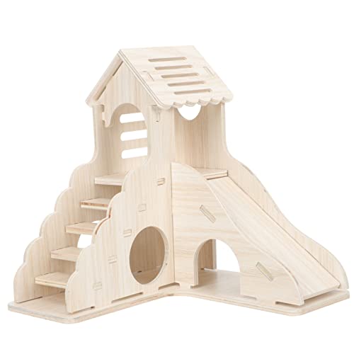 ifundom Meerschweinchenversteck aus Holz Hamsterhaus mit Kletterleiter für Kleintiere Sicheres und Verschleißfestes Nest für Hamster und Chinchillas und Schlafen von ifundom