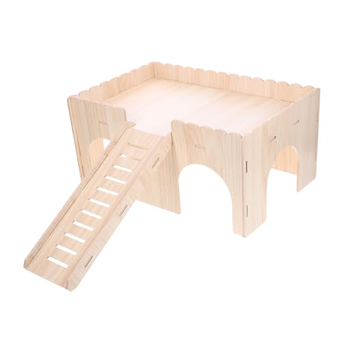ifundom Mehrschichtiges Hamsterhaus aus Massivem Holz mit Rutsche Langlebiges Kleines Nagetierversteck Geruchfreies für Chinchillas Meerschweinchen und Hamster Komfortabler Rückzugsort von ifundom