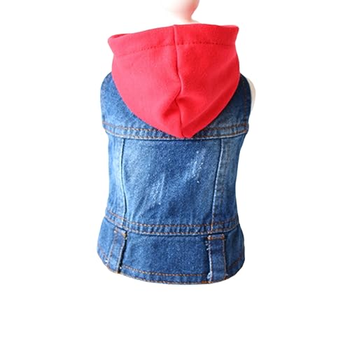 ifundom Stylische Denim-hundeweste Mit Rotes Strickhut Bequemes Atmungsaktives Design Für Hunde Aller Für Frühling Sommer Und Herbst XL Rot von ifundom