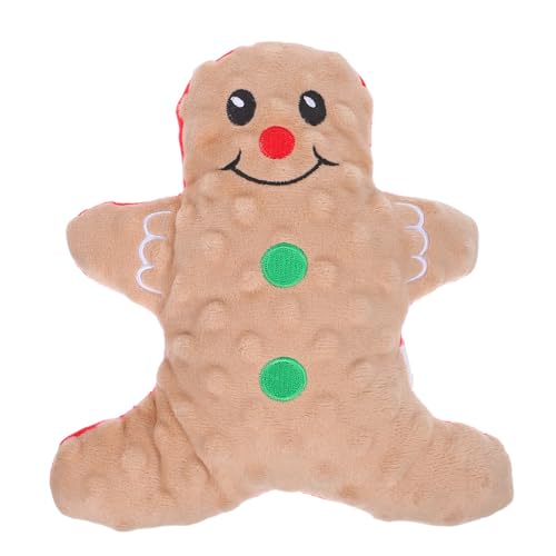 ifundom Quietschspielzeug für Weihnachten: Quietschendes Kauspielzeug für Hunde, Weihnachts-Lebkuchenmann aus Plüsch für zahnende Welpen – Kuscheltiergeschenk für mittelgroße und kleine Hunde von ifundom