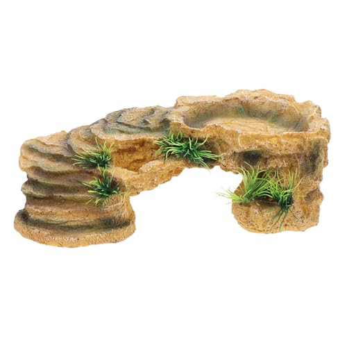 ifundom Schildkröten Sonnenplattform Groß aus Langlebigem Resin Indoor Terrarium Versteck und Höhle Sichere Basking Plattform für Wasser und Landschildkröten Reptilien Tank Ornament von ifundom