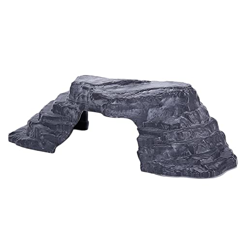 ifundom Schildkrötenhöhle aus Harz Imitationsstein Schildkrötenbaskingsplattform mit Rampendesign als Versteck und Aquarium Dekoration für Reptilien von ifundom