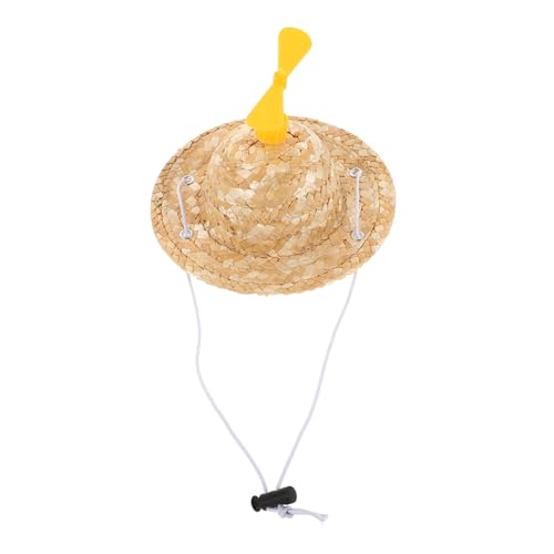 ifundom Pets Woven Hat Verstellbarer Sonnenhut Für Hunde Und Katzen Dekorativer Strohhut Für Haustiere Cosplay-Accessoire Uv-Schutz Für Sommer von ifundom