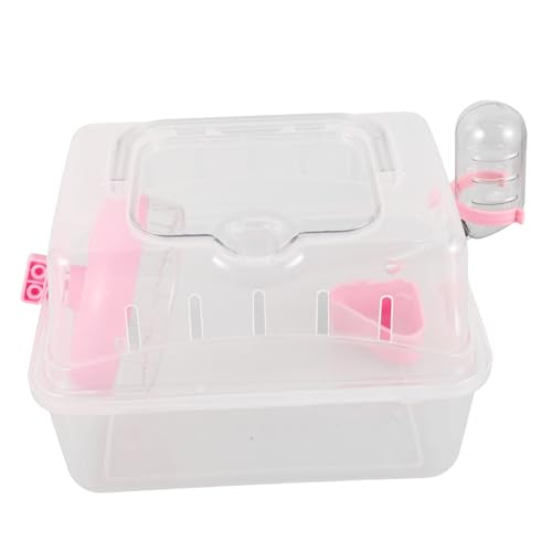 ifundom Tragbarer Hamsterkäfig mit Griff Sicheres Kleintiergehege für Hamster und Meerschweinchen Transparente Transportbox mit Futter und Wasserschale Outdoor Reisezubehör für Kleine von ifundom