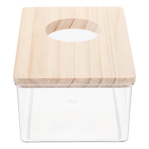 ifundom Transparente Hamster Sandbadebox aus mit Holzdeckel Kleine Sandbadewanne für Chinchillas und Kleintiere Robust Leicht zu Reinigen Hamsterzubehör von ifundom