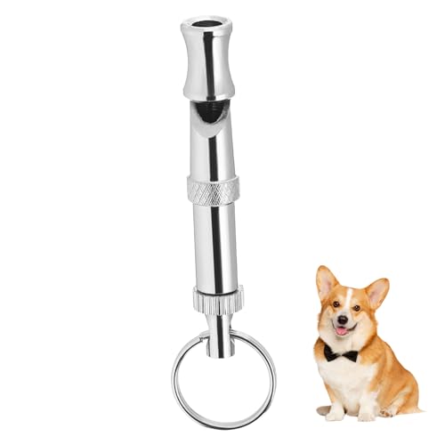 ifundom Verstellbare Hundetrainer Pfeife aus Metall mit Schlüsselring Einstellbare Tonhöhe Ultrahochfrequenter Hundepfeifton Langlebiges Nickelbeschichtetes Messing Silberfarben von ifundom