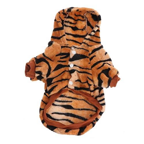 ifundom Warmer Tiger kostüm Haustier Hundekleidung für Herbst Winter Niedliches Flanell Outfit mit Knopfleiste Bequemes Cosplay für Kleine bis Mittelgroße Hunde für Erinnerungen und von ifundom