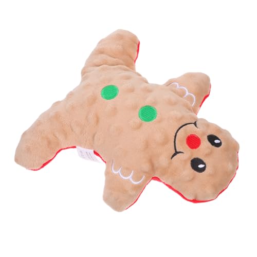 ifundom Weihnachtliches Plüsch-Hundespielzeug Quietschender Lebkuchenmann Robustes Beißspielzeug für Welpen und Kleine bis Mittelgroße Hunde Flauschiges Kuscheltier für Gesunde Zahnpflege von ifundom
