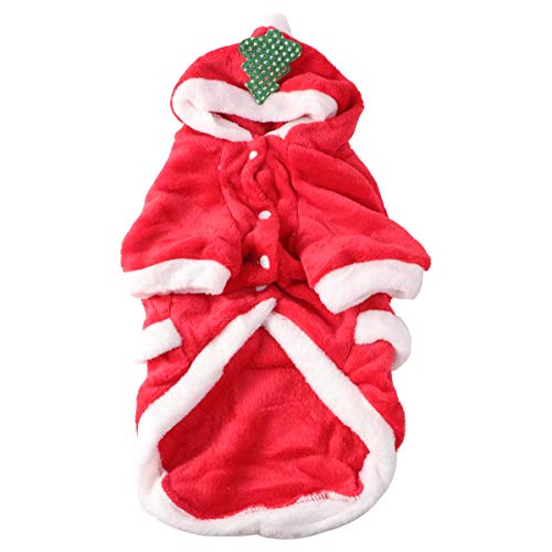 ifundom Weihnachtsdekoration Hund Weihnachten Flanell Kleidung Winter dick warm Kapuzenmantel entzückend Haustier Kleidung Kostüm (Rot, Größe XL) von ifundom