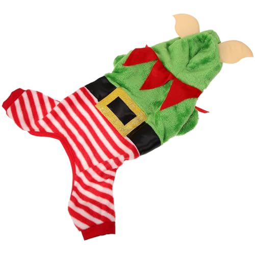 ifundom Weihnachtselfen-Kostüm Für Hunde Und Katzen Lustiges Haustier-Cosplay-Kleid Mit Mütze Welpen-Fleece-Outfits Warme Kleidung Welpen-Weihnachts-Outfit Kleidung Für von ifundom