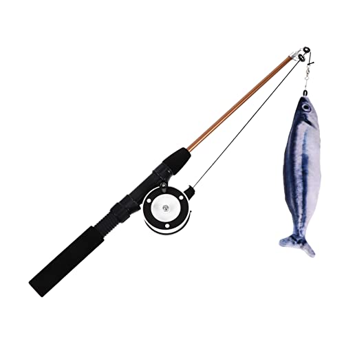 ifundom Simulierter Fisch Katzenangel Mit Katzenminze Haustierstab Ausziehbare Katzenspielzeug Teaser-Stick Für Interaktives Katzenspiel von ifundom