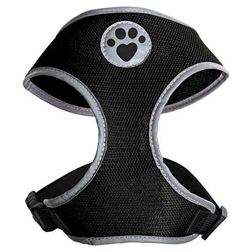 iGadgitz Home U7047 - Hundegeschirr, Welpengeschirr, Gassi Dog Harness reflektierenden Markierungen & sicherer Verschlussschnalle - Schwarz - Mittel von igadgitz home