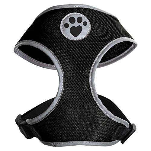 igadgitz home U7047 - Hundegeschirr, Welpengeschirr, Gassi Dog Harness reflektierenden Markierungen & sicherer Verschlussschnalle - Schwarz - Mittel von igadgitz home