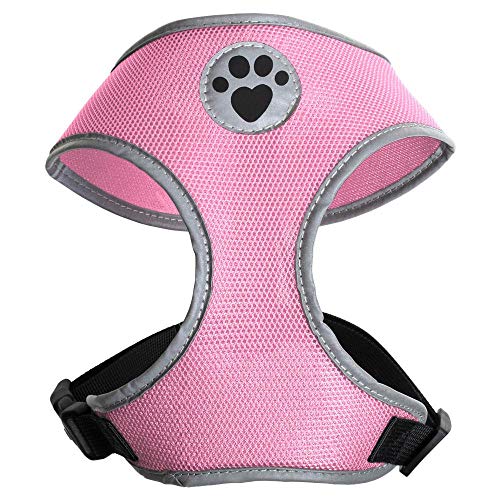 iGadgitz Home U7054 - Hundegeschirr, Welpengeschirr, Gassi Dog Harness reflektierenden Markierungen & sicherer Verschlussschnalle - Rosa - Groß von igadgitz home
