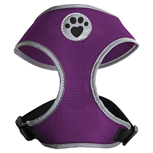 iGadgitz Home U7057 - Hundegeschirr, Welpengeschirr, Gassi Dog Harness reflektierenden Markierungen & sicherer Verschlussschnalle - Lila - Groß von igadgitz home