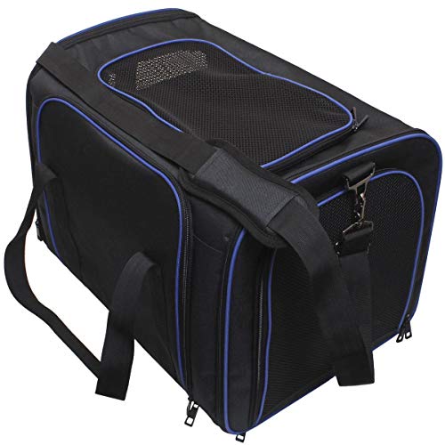 igadgitz Xtra U6999 - Tiertragetasche - Schwarz/Blauem Rand - XL 40 x 40 x 60cm von igadgitz Xtra