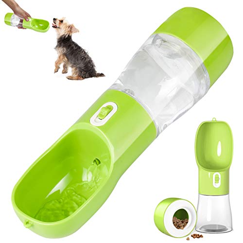 iiDesign Hunde-Wasserflasche zum Gehen, tragbare Hunde-Wasserflasche mit Trink- und Fütterungsfunktion, Hunde-Reise-Wasserflasche, Haustier-Wasserflasche für Outdoor-Wandern, Spazierengehen, Reisen (grün) von iiDesign