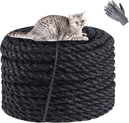 SisalSeil für Katzen,Natürliches Sisalseil für Kratzbaum 8mm x 25m + 1Grau Paar Schutzhandschuhen,Schwarzes Sisalseil für Reparatur und Ersatz,Geeignet für Gartendekoration,Katzenbaum,Katzen Zubehör SisalSeil für Katzen,Natürliches Sisalseil für Kratzbaum 8mm x 25m + 1Grau Paar Schutzhandschuhen,Schwarzes Sisalseil für Reparatur und Ersatz,Geeignet für Gartendekoration,Katzenbaum,Katzen Zubehör von ilauke