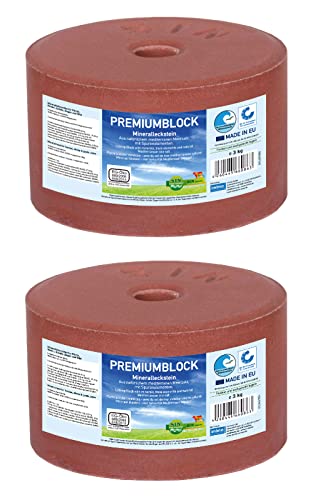 imima Mineralleckstein Pferd PREMIUMBLOCK Salzleckstein Set 2 x 3kg - Salzlecksteine für Pferde, Schafe, Ziegen, Wild und Rind - Salz Leckstein Mineralstein von imima