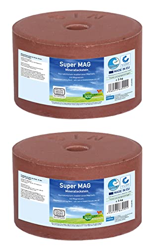 imima Mineralleckstein Pferd SuperMAG Salzleckstein Set 2 x 3kg - Salzlecksteine für Pferde, Schafe, Ziegen, Wild und Rind - Salz Leckstein Mineralstein von imima