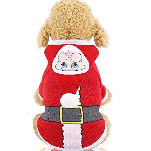 Haustier-Hunde-Kleidung, warmer Pullover, Kapuzenpullover, Weihnachtsmann, Weihnachtsmann-Kostüm, für Welpen, kleine, mittelgroße Hunde und Katzen, Weihnachtsmann-Bekleidung (Weihnachtsmann, XL) von indigi