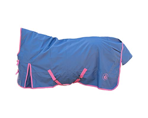 indira Pferdedecke-Winter pro 400g Wasserdicht Ripstop 1200d high-Neck (135 cm, Blau 01 - Pink 01) von indira