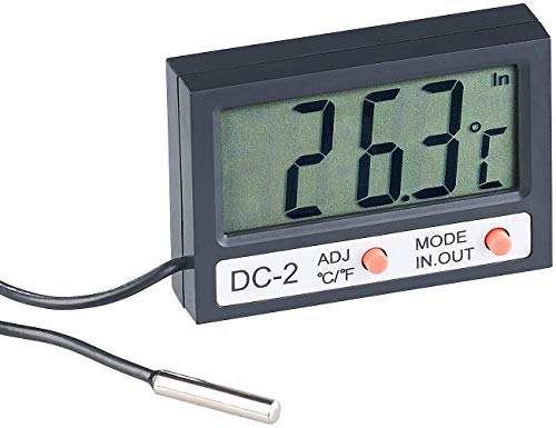 infactory Aquarienthermometer: Digitales Aquarium-Thermometer mit Uhrzeit und LCD-Display, 1 m Kabel (Aquarium Thermometer mit Fühler, Thermometer Wasser, Temperaturanzeige) von infactory