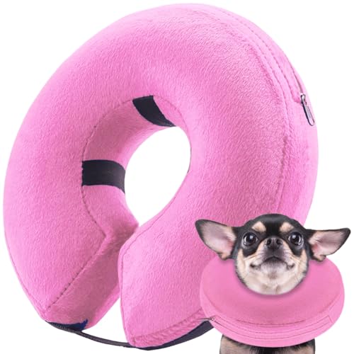 infisu Aufblasbares Hundekegelhalsband (S-Größe), weiches aufblasbares schützendes Genesungs-Hundehalsband, Katzen-Donut-Kegel, bequemes E-Halsband nach Operationen für kleine Hunde/Katzen, um von infisu