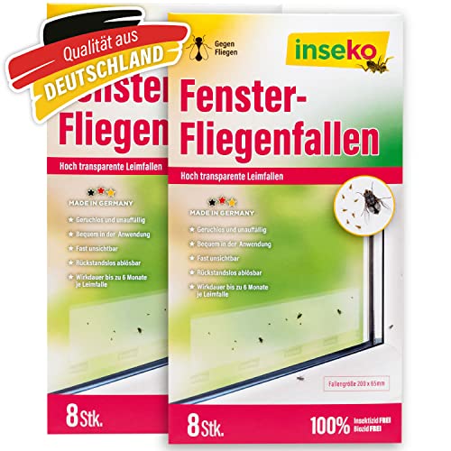 inseko 16 x Fenster-Fliegenfallen I transparenter Fliegenfänger I umweltfreundlich - giftfrei I Made in Germany (16) von inseko
