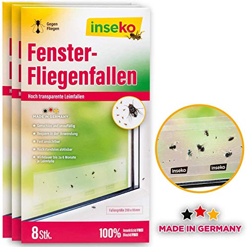 inseko 24 x Fenster-Fliegenfallen I transparenter Fliegenfänger I umweltfreundlich - giftfrei I Made in Germany (24) von inseko