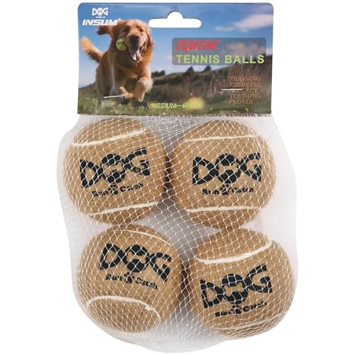insum Quietschende Tennisbälle für Hunde, bunt, leicht zu fangen, 12 Stück (quietschend, 6,3 cm, braun) von insum