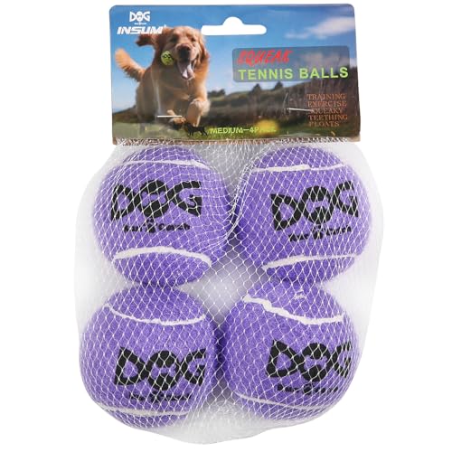 insum Quietschende Tennisbälle für Hunde, bunt, leicht zu fangen, 12 Stück (quietschend, 6,3 cm, lila) von insum