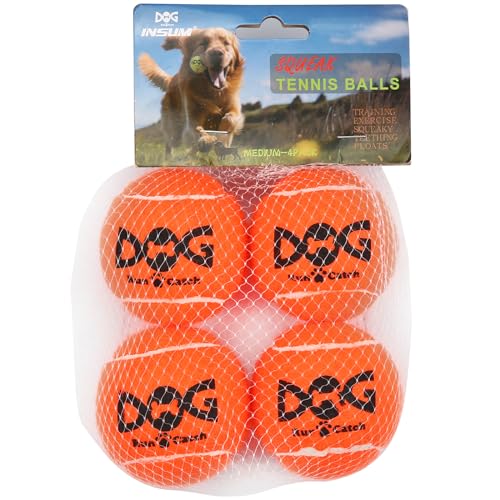 insum Quietschende Tennisbälle für Hunde, bunt, leicht zu fangen, 12 Stück (quietschend, 6,3 cm, orange) von insum