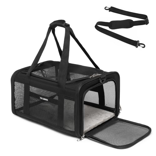 Von Fluggesellschaften zugelassene Haustiertragetasche für Katzen und kleine Hunde bis zu 6,8 kg, atmungsaktives Mesh und faltbares Design, tragbare Reisetasche für Bartagamen, Welpen, Tierhängetasche Von Fluggesellschaften zugelassene Haustiertragetasche für Katzen und kleine Hunde bis zu 6,8 kg, atmungsaktives Mesh und faltbares Design, tragbare Reisetasche für Bartagamen, Welpen, Tierhängetasche von ioview