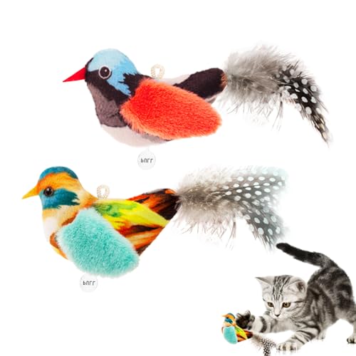 Chirp Bird Katzenspielzeug für Indoor-Katzen, realistischer Vogelgeräusch, Plüsch-Katzenspielzeug mit echter Feder und Katzenminze, befriedigt den natürlichen Jagdinstinkt der Katzen (2 Pack Vogel) Chirp Bird Katzenspielzeug für Indoor-Katzen, realistischer Vogelgeräusch, Plüsch-Katzenspielzeug mit echter Feder und Katzenminze, befriedigt den natürlichen Jagdinstinkt der Katzen (2 Pack Vogel) von ipawspace