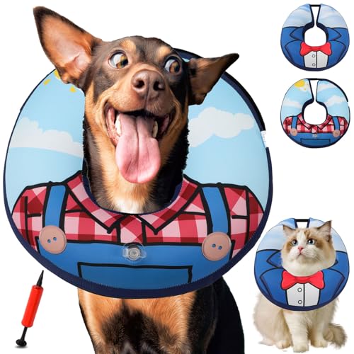Hundehalsband, verstellbar, weicher Hundekegel, bequem, aufblasbar, für nach Operationen, Alternative zu Cone of Shame, doppelseitiges Muster, Donut-Halsband für kleine, mittelgroße und große Hunde, Hundehalsband, verstellbar, weicher Hundekegel, bequem, aufblasbar, für nach Operationen, Alternative zu Cone of Shame, doppelseitiges Muster, Donut-Halsband für kleine, mittelgroße und große Hunde, von ipetstation