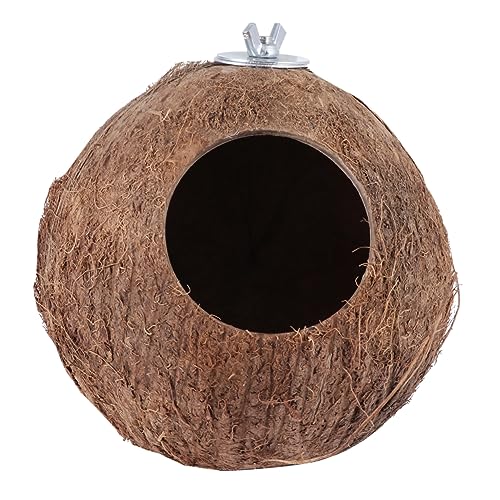 iplusmile 1 Stück Nest für kleine Haustiere die Critters Kleintier sabberlack kokosschalen lendenwärmer Kokosnest Kokosnuss-Vogelhaus Papageienspielzeug Kokosnussschalennest Vogelnest Coffee von iplusmile